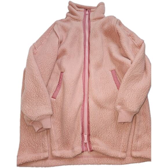 Womens Free People Polartec Full-Zip Pink/Salmon Pockets Jacket EUC Med - Picture 1 of 16